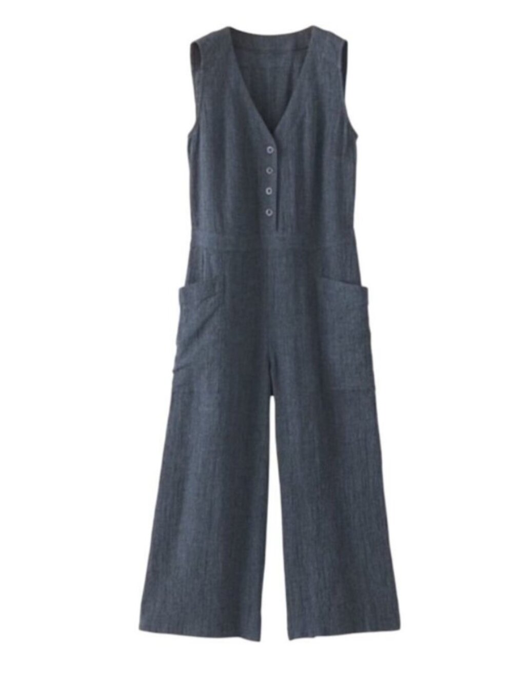 Poetry Crinkle Linen V-Neck Jumpsuit